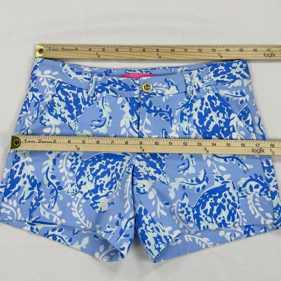 Lilly Pulitzer Womens Callahan Knit Short 0 Blue Periwinkle Turtlely Awesome - Picture 9 of 11